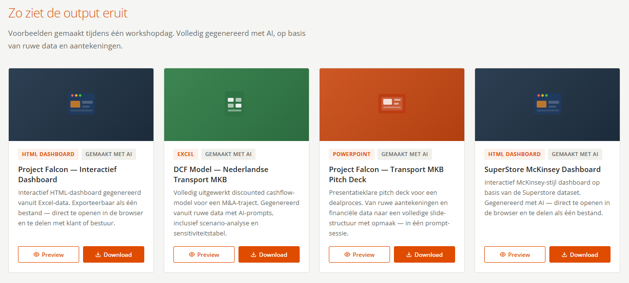 Bekijk voorbeelden van de output